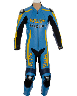 SUZUKI Livery Replica Rizla Blue Motorcycle Leather Biker Suit