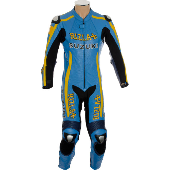 SUZUKI Livery Replica Rizla Blue Motorcycle Leather Biker Suit
