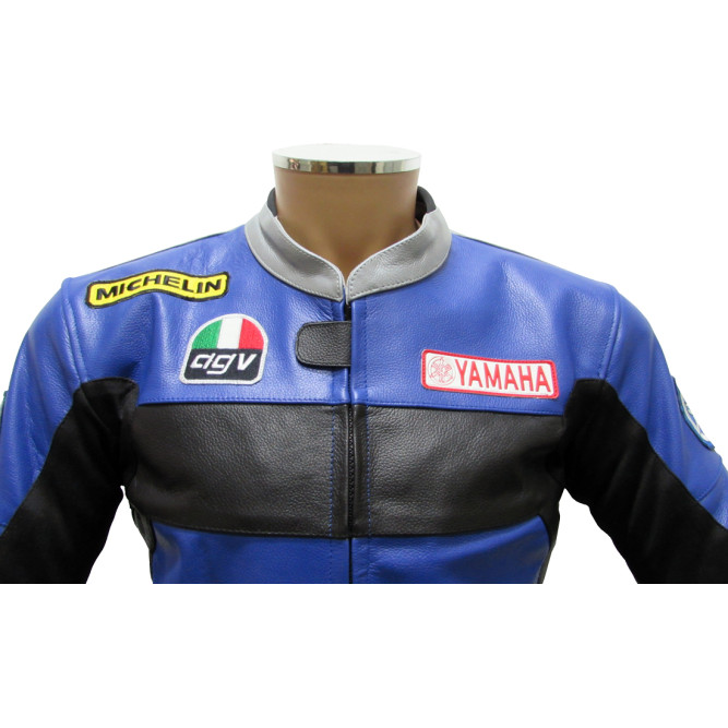 Valentino Rossi 46 Yamaha Blue Leather Biker Jacket
