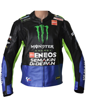 VR46 Yamaha Monster Energy MotoGP Replica Leather Biker Jacket