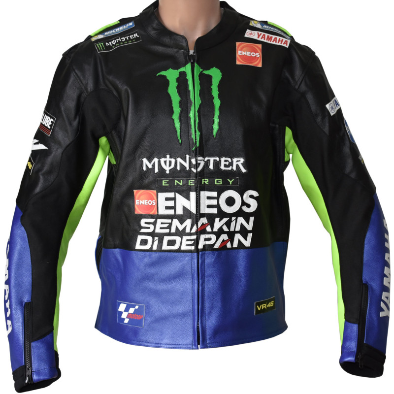 VR46 Yamaha Monster Energy MotoGP Replica Leather Biker Jacket