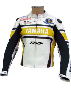 WGP Yamaha R6 50th Yellow Leather Biker Jacket