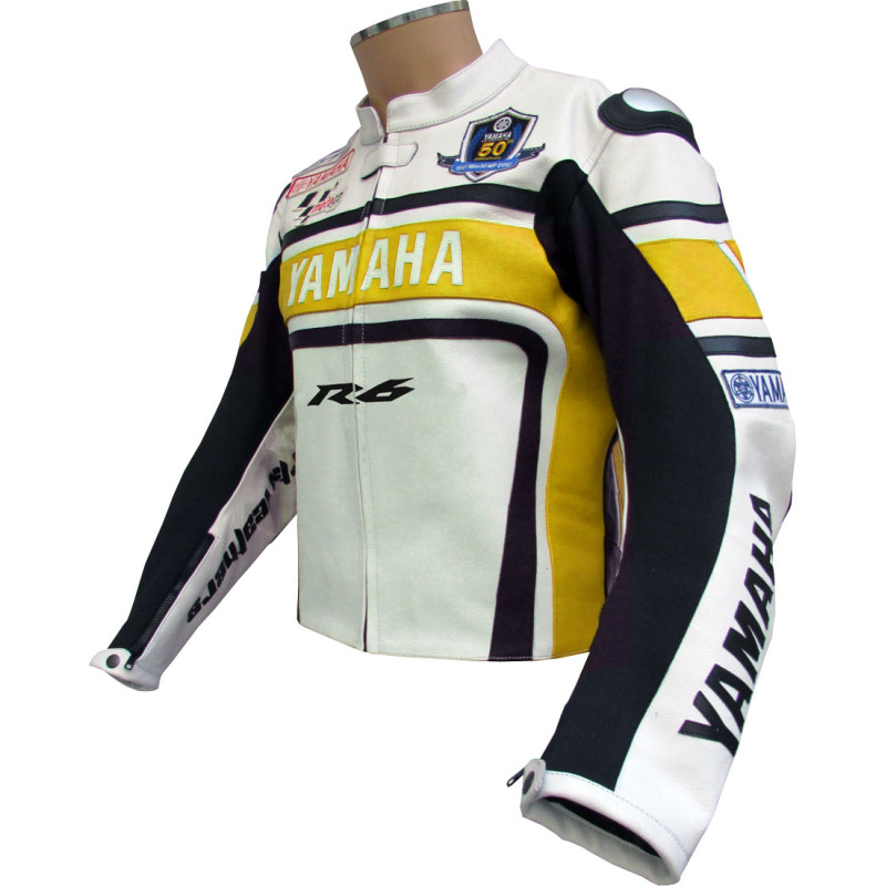 WGP Yamaha R6 50th Yellow Leather Biker Jacket