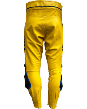 Camel Classic Yellow Leather Motorcycle Trouser Pant