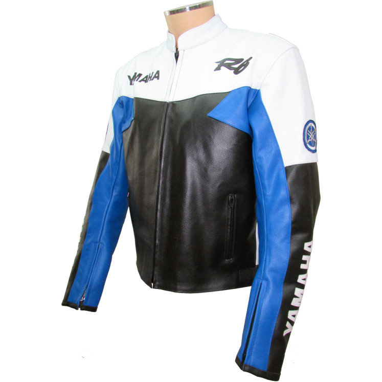 YAMAHA R6 Blue Motorcycle Leather Jacket 