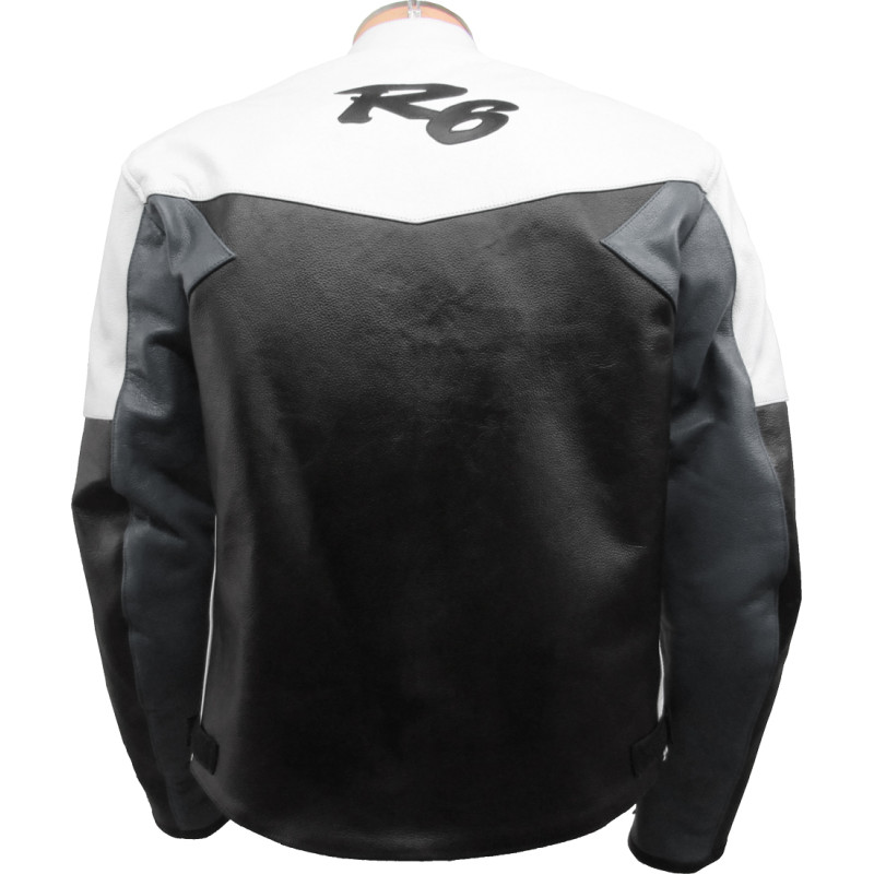 Yamaha R6 Moto Grey Leather Motorcycle Jacket