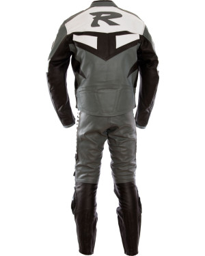 Yamaha R1 Moto Classic Grey Leather Biker Motorcycle Suit 