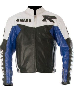 Yamaha R Blue Leather Motorcycle Jacket