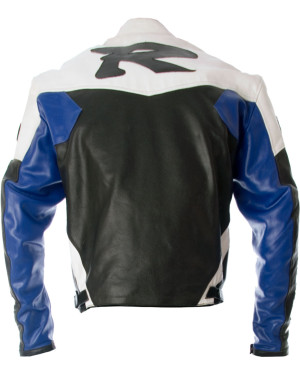 Yamaha R Blue Leather Motorcycle Jacket