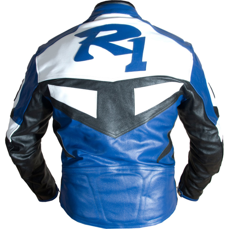 Yamaha YZF R1 Blue Classic Leather Biker Jacket