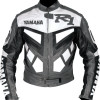 Yamaha R1 Grey Classic Leather Biker Jacket