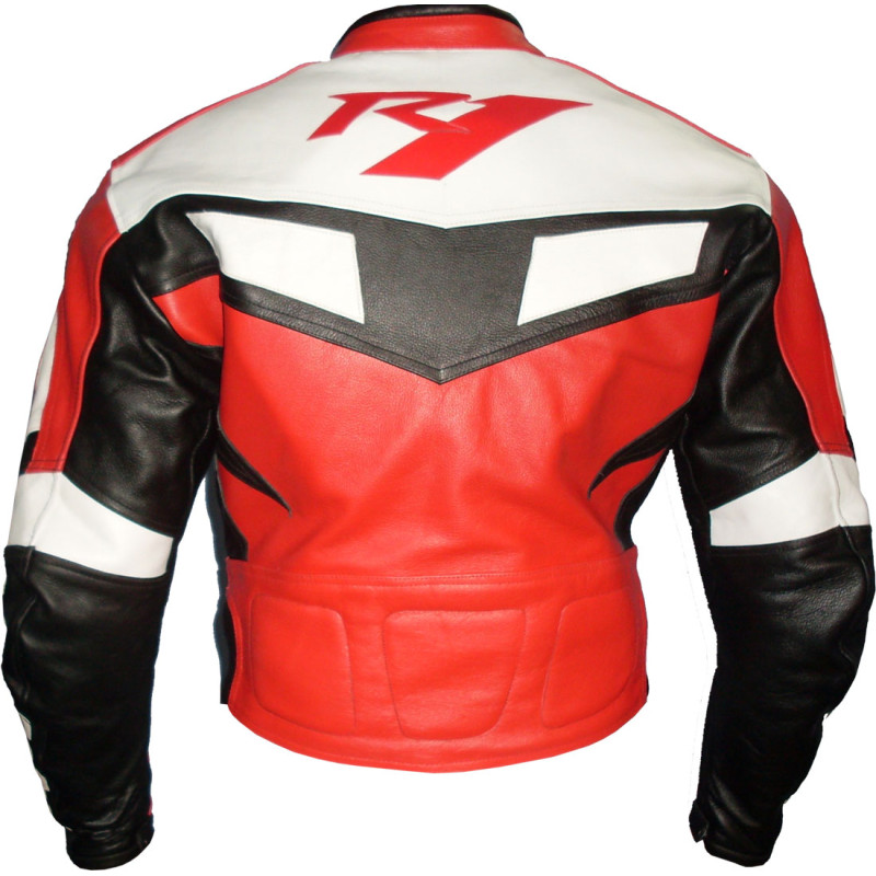 Yamaha R1 Red Classic Leather Biker Jacket