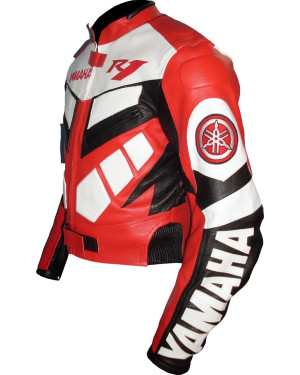 Yamaha R1 Red Classic Leather Biker Jacket