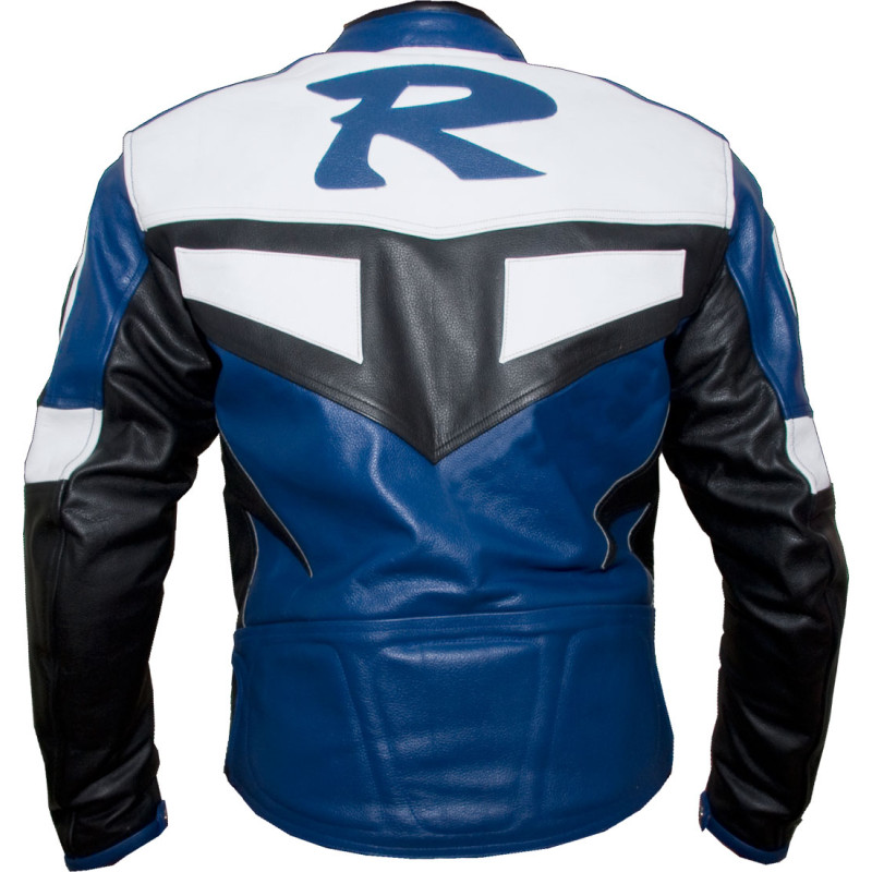 Yamaha Classic Blue Motorcycle Leather Jacket 