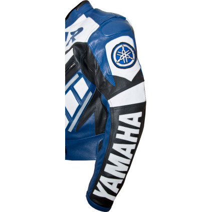 Yamaha Classic Blue Motorcycle Leather Jacket 