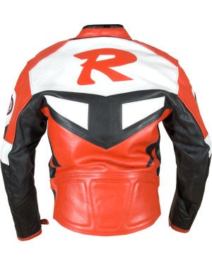 Yamaha Classic Red Leather Motorcycle Jacket
